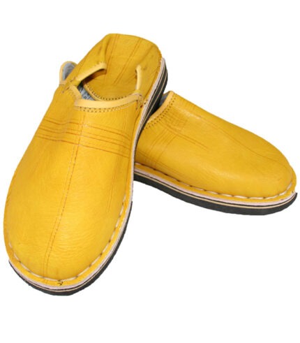 Moroccan Babouche Berber Leather Yellow ACENDYA – ARABESK