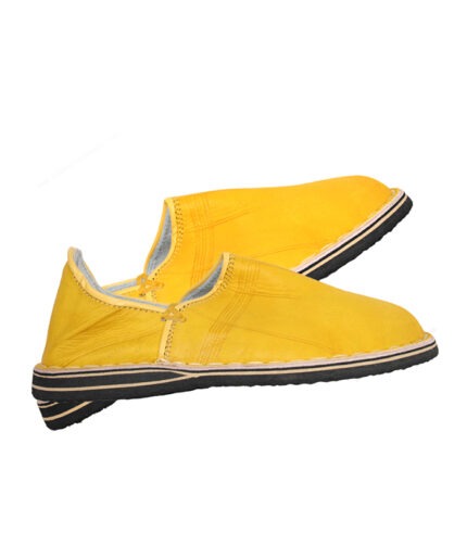 Moroccan Babouche Berber Leather Yellow ACENDYA – ARABESK