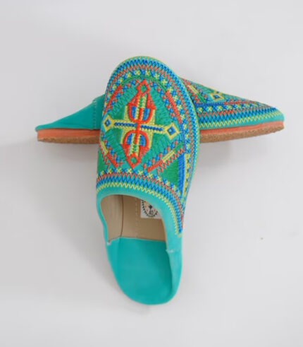 Moroccan Berber Babouche Women Green ACENDYA – ARABESK