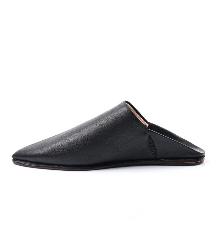 Men\'s Black Leather Slip-On Moroccan Babouche Slippers Moroccan Leather Slippers Men main image 3