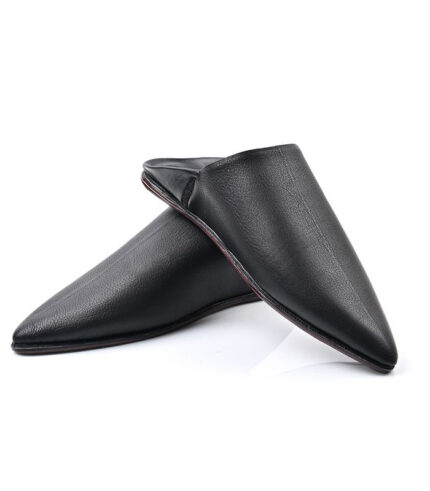 Moroccan Premium Babouche Leather Black acendya–arabesk_1